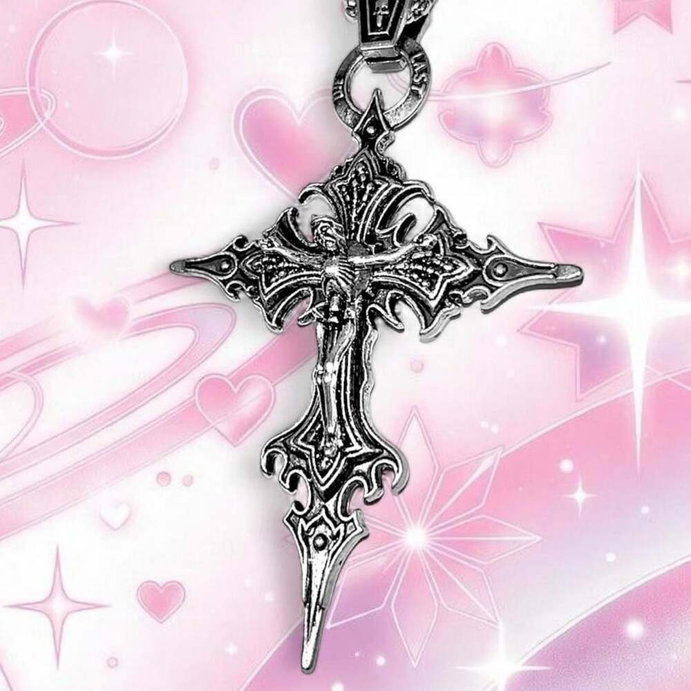 Gothic Punk Stainless Steel Cross Pendant Necklace